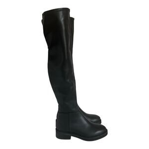 Steve Madden Larz Over The Knee Black Faux Leather Boots Size 5.5M